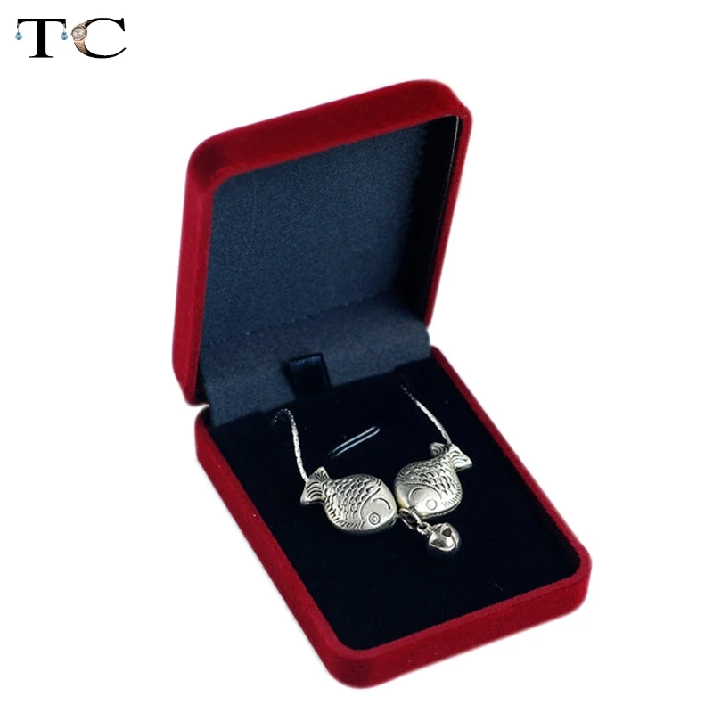 Высококачественная бархатная коробка темно Красного цвета квадратная для