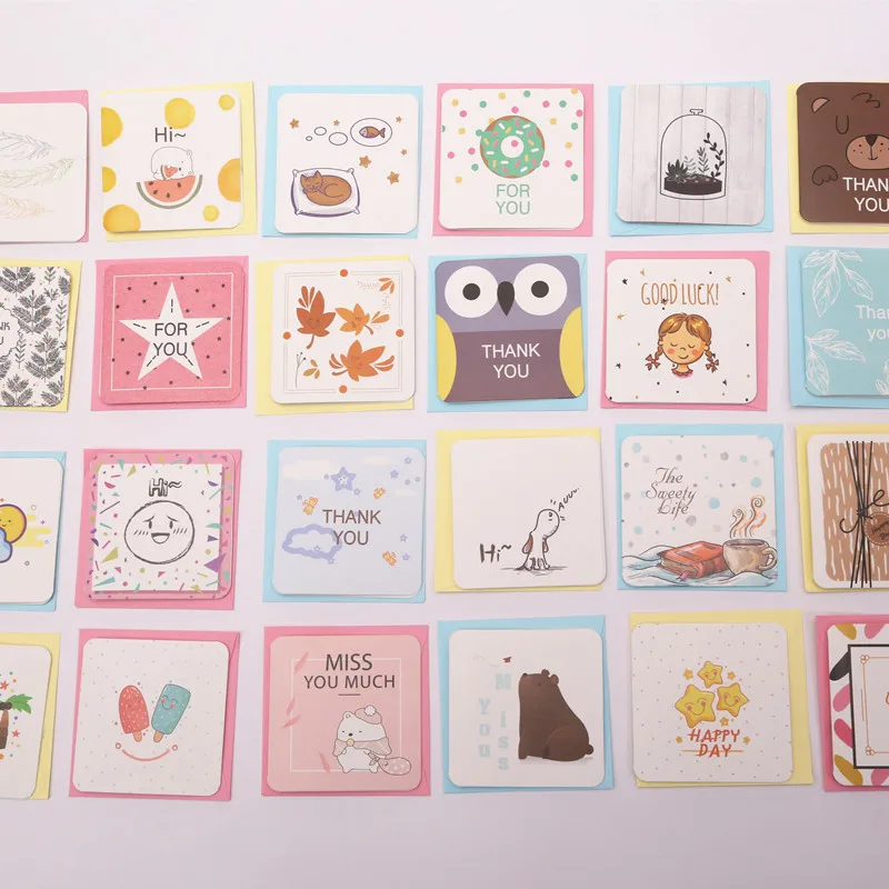 

120pc/lot Cute Creative birthday blessings card / wish festival greeting card / message card/with paper envelope
