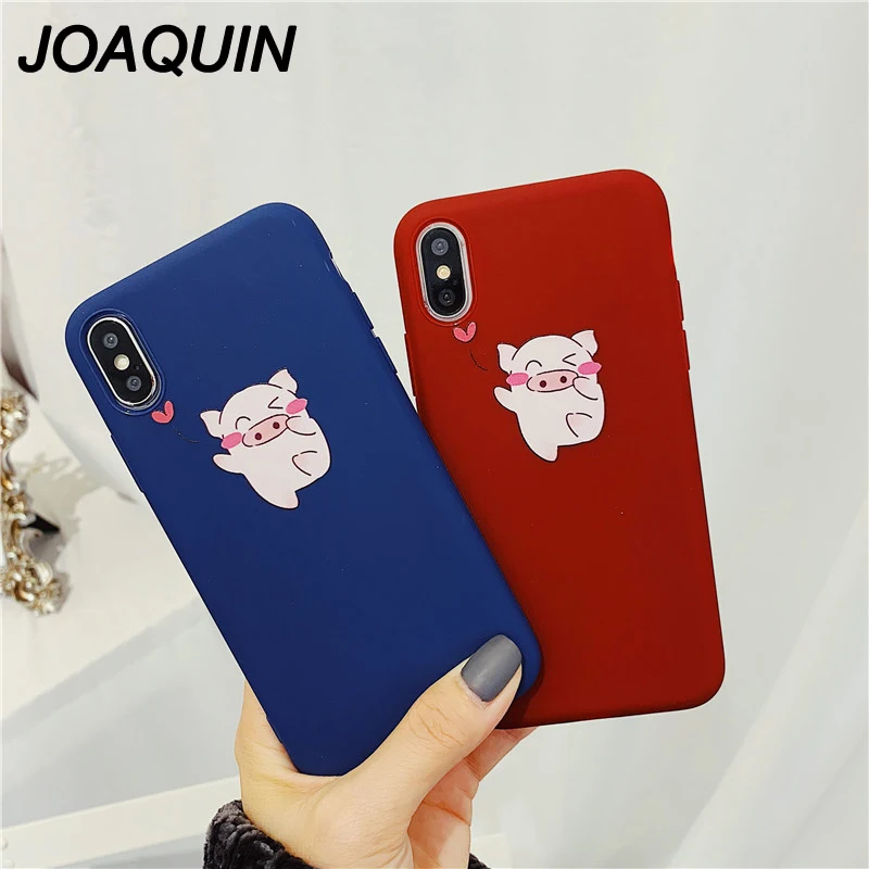 Мультфильм сердце любовь свинья чехол для iPhone XS Max XR X 8 7 6 s плюс задняя крышка