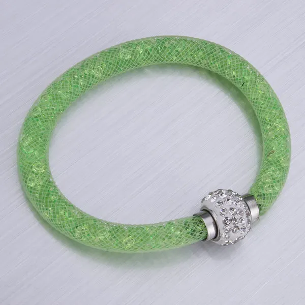 fluorescent green YYW 17 см браслеты с кристаллами и сеткой, браслеты с тонкими кристаллами, браслеты с подвесками, женские браслеты с кристаллами - Окраска металла: fluorescent green