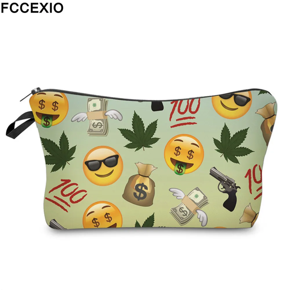FCCEXIO, новинка, сумки для макияжа с принтом, 3 цвета, с рисунком секретных сорняков, модные косметические Чехлы для путешествий, дамская сумка, женская косметичка
