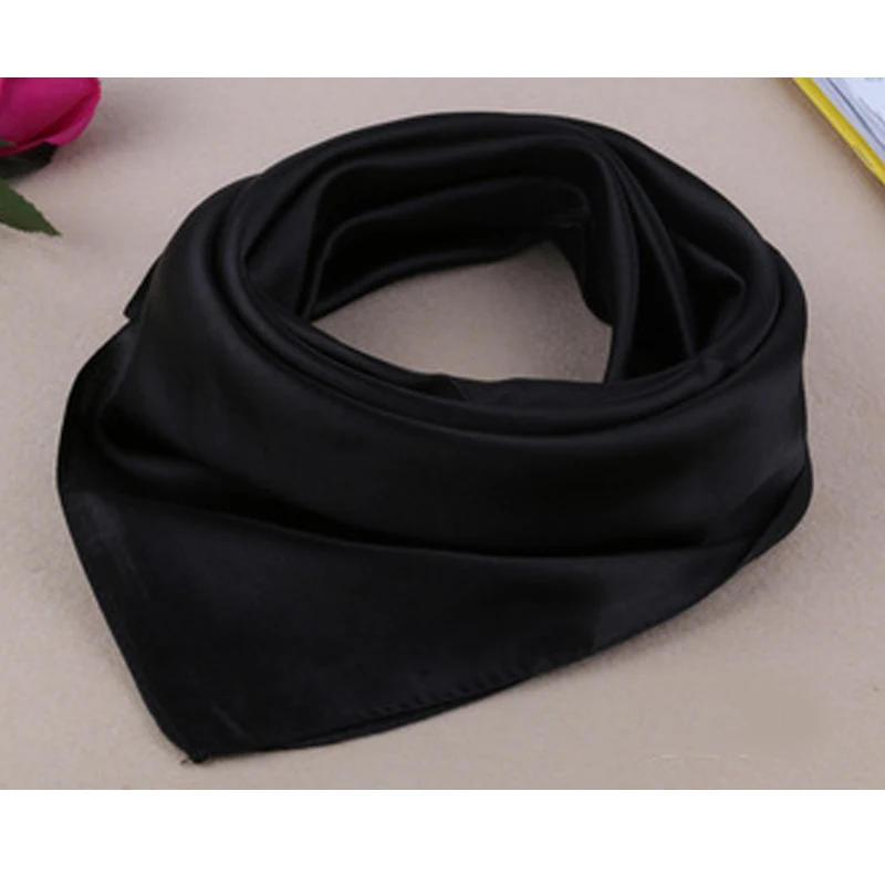 Фото Four seasons new Solid Color Women Silk Scarf Fashion Airline stewardess Occupation 60X60cm small Kerchief Party Gift F1044 №3