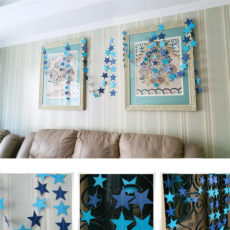 Бумажные гирлянды в форме пятиконечной звезды 4 м для свадебной вечеринки