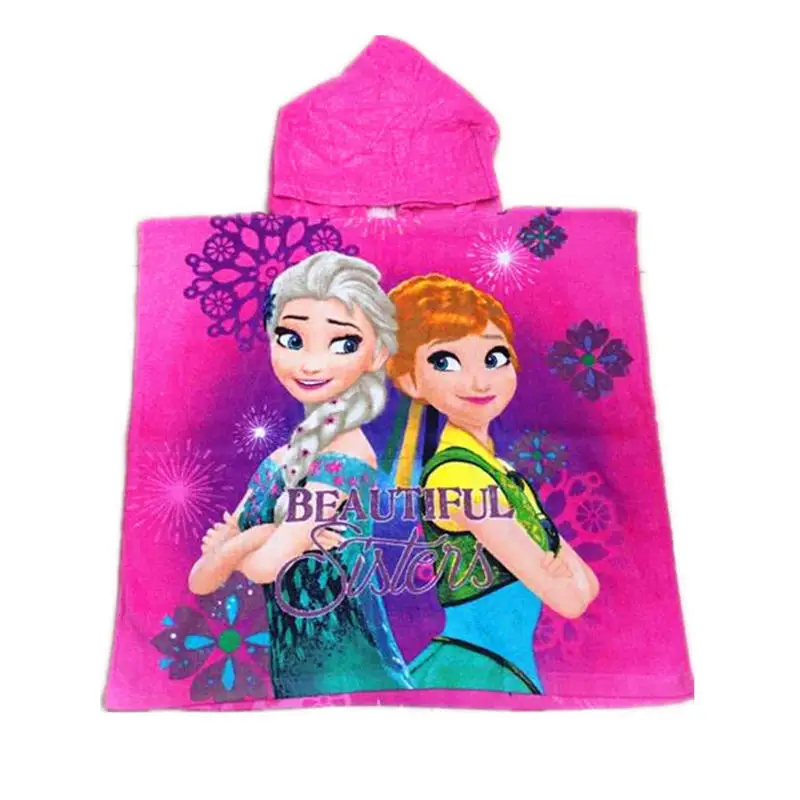 Frozen 02 Дисней мультфильм Хлопок Абсорбирующая дышащая мягкая детская накидка с капюшоном Микки Маус Замороженные Эльза Анн мода плащ пляжное полотенце - Цвет: Frozen 02