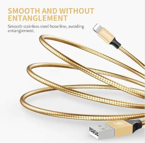 3d full metal usb кабель для iphone baseus lightning данных заряжателя sync 7 6 se 5S ipad air mini | Мобильные