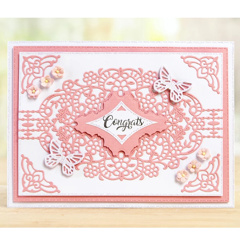 Цветок Сердце кружевная кромка рамка металлические штампы трафареты для сделай