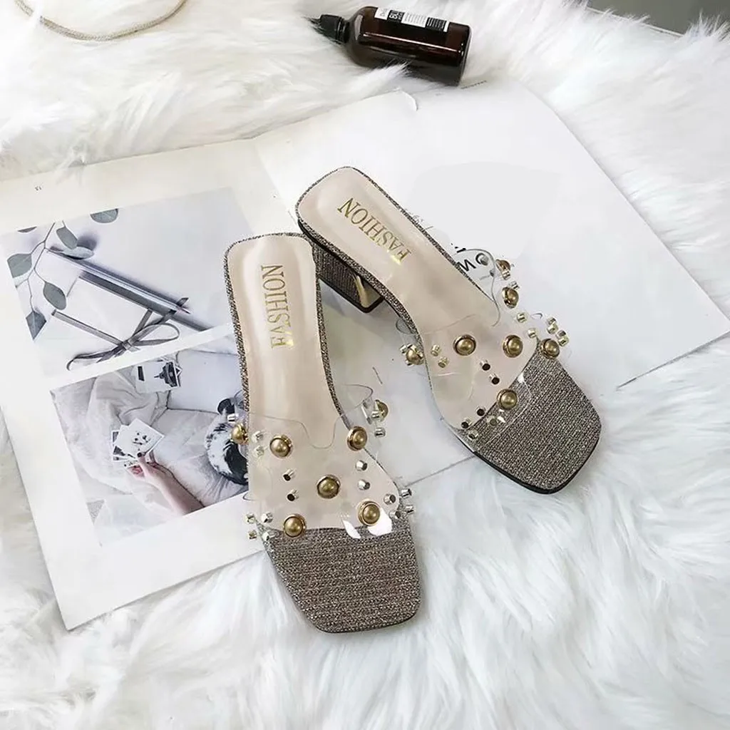 SAGACE/повседневная женская обувь; сезон лето; zapatos; прозрачные стразы; открытый носок; Толстые сандалии; Вьетнамки; Прямая поставка; May29
