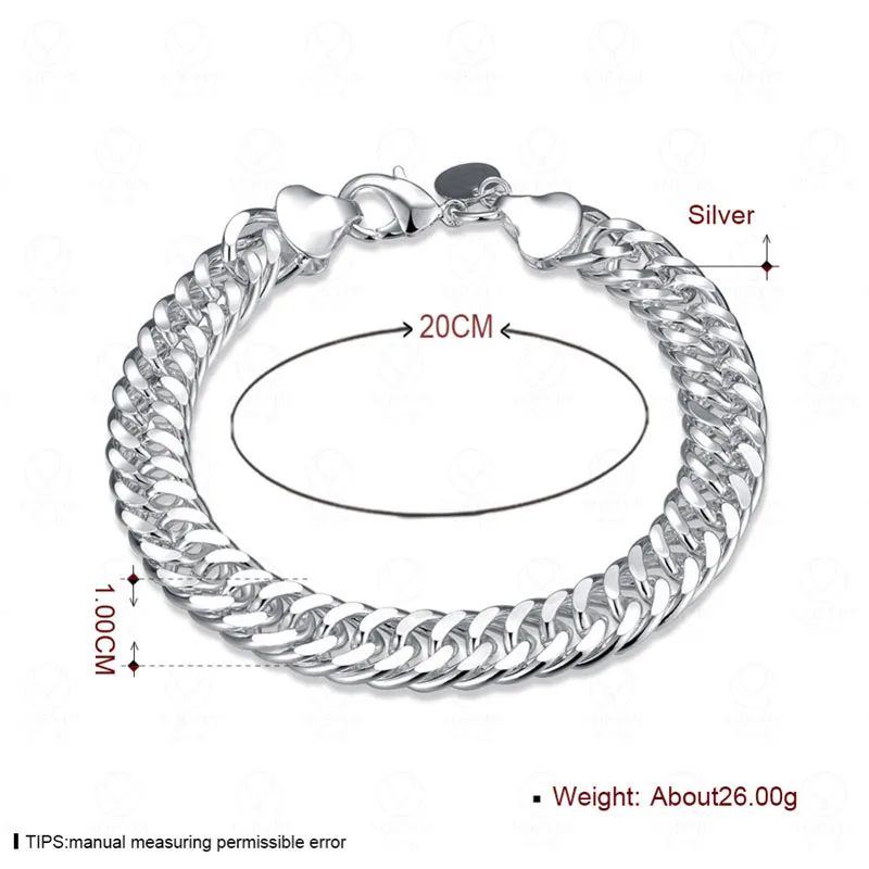 

YINHED Brand 10mm Wide Link Chain Bracelet for Men Real 925 Sterling Silver Bracelet Fashion Man Jewelry Gift ZB015