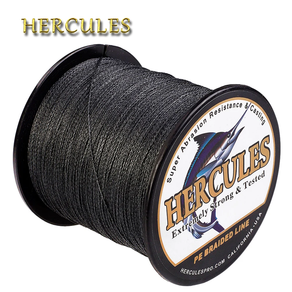 Hercules рыболовная леска черная 100 м 300 500 1000 1500 2000 4 пряди PE плетеная для ловли карпа