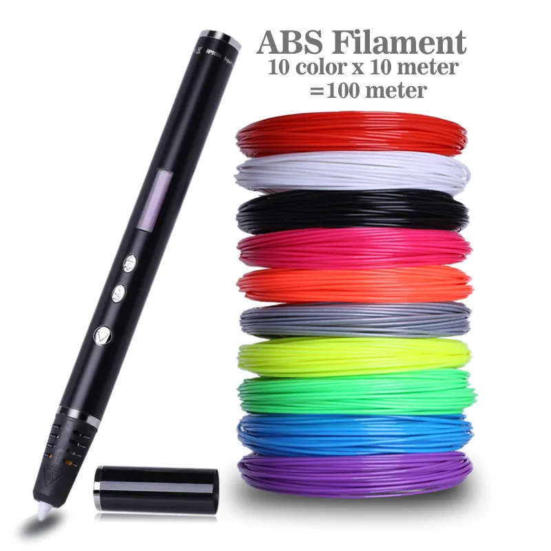 Pen With 100M ABS 3D ручка, ручка для печати, OLED, PLA, ABS, нить, 3d принтер, рождественские подарки, Lapiz, 3D Ручка для печати, для школы, 3D карандаш, гаджет - Цвет: Pen With 100M ABS