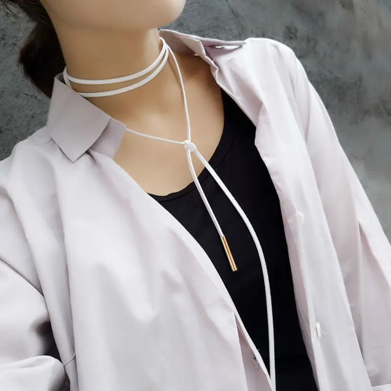 Женское Ожерелье-чокер ожерелье-ошейник с кожаной веревкой и подвеской |