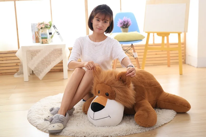 

new big plush lying lion toy creative lovely dark browm lion pillow gift about 90cm