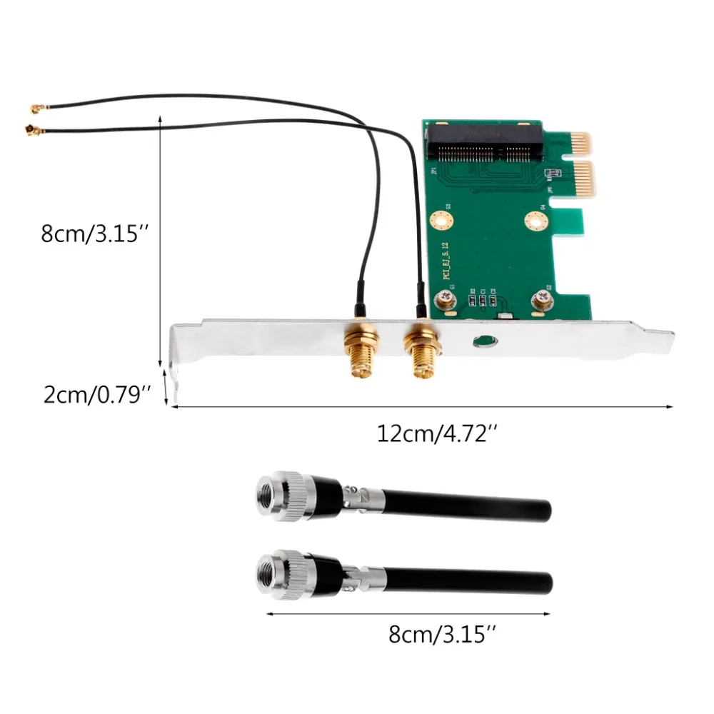 Беспроводная Wifi сетевая карта Mini PCI-E для PCI-E 1X настольный адаптер+ 2 антенны Feb6