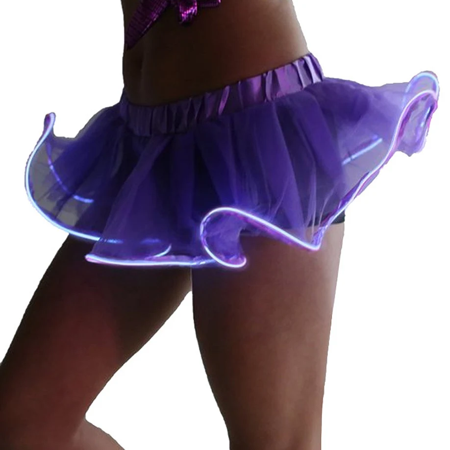 Женские модные вечерние светодиодный мини юбка пузырь без батареи газовая