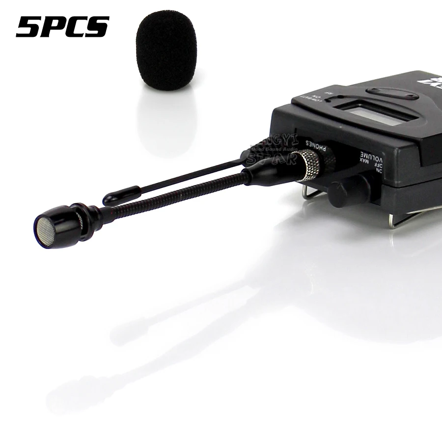 Sistema de micrófono de bloqueo de tornillo estéreo con conector de 3,5mm para Bodypack inalámbrico, transmisor DSLR, cámara, grabadora, estudio, 5 uds.