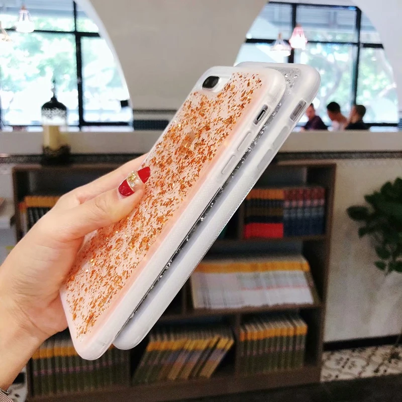 Для iphone 6 6s 7 8 plus Золотой и Серебряный Блестящий жесткий чехол для X прозрачный
