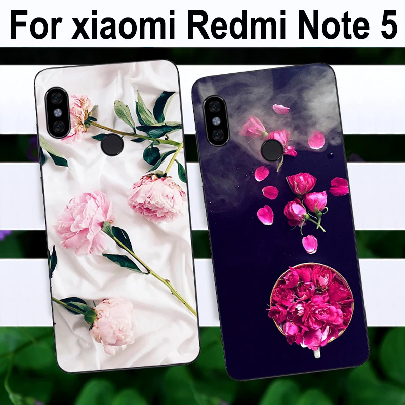 For xiaomi Redmi Note 5 case back cover Beautiful flower Soft shell Note5 cases Red mi phone | Мобильные телефоны и