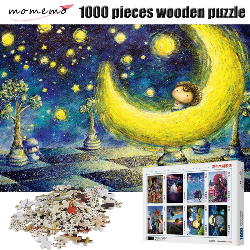MOMEMO хорошая ночь головоломки деревянные 1000 игрушки с деталями мультфильм живопись головоломки игра-головоломка для взрослых головоломки 1000 шт. для детей