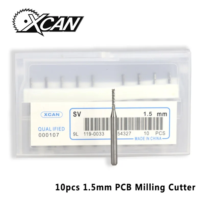 XCAN 10 шт. 1,3/1,4/1,5 мм PCB Фрезерный резак 3,175 мм хвостовик с ЧПУ машина для вырезания гребней и карбидовая Концевая мельница ПХД фрезерный бит - Длина режущей кромки: 10pcs 1.5mm