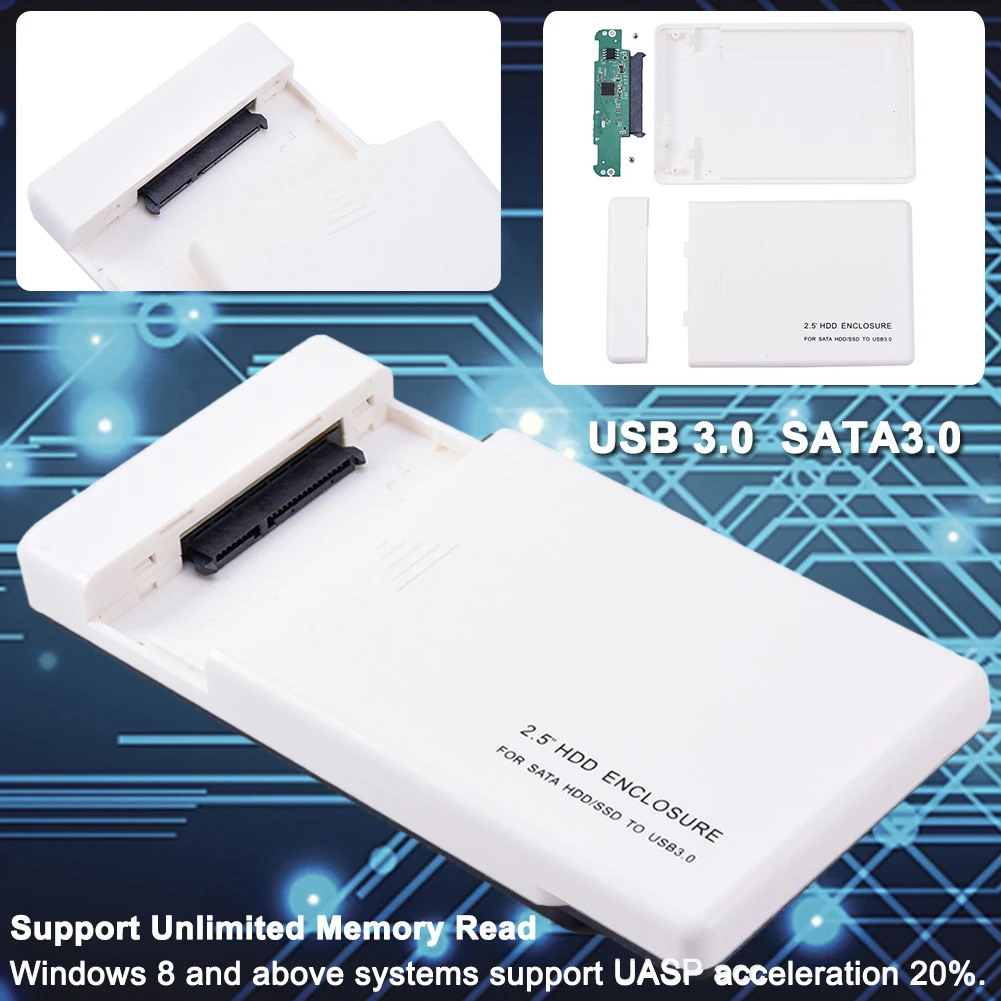 2," HDD чехол USB3.0 SATA3.0 жесткий диск Корпус для внешнего жесткого диска 6 Гбит/с Поддержка неограниченной памяти HDD/SDD UASP протокол