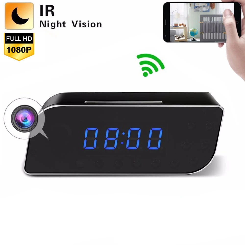 CCTV 1080P WIFI мини камера с будильником Беспроводная няня часы P2P безопасность ночное