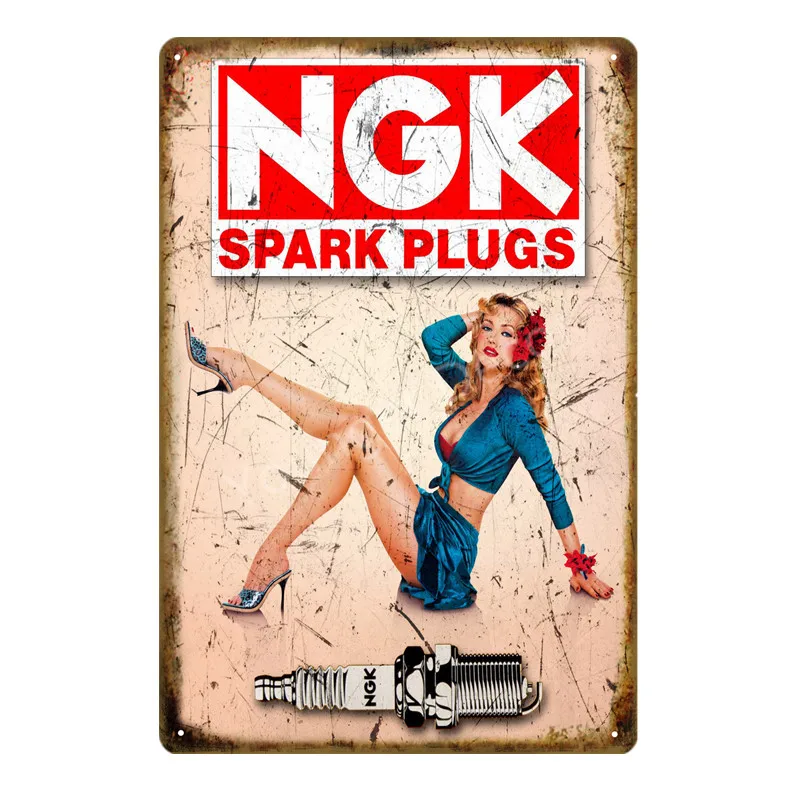 Декор на стену для папы гаража мисс свечи зажигания NGK оловянные знаки шин