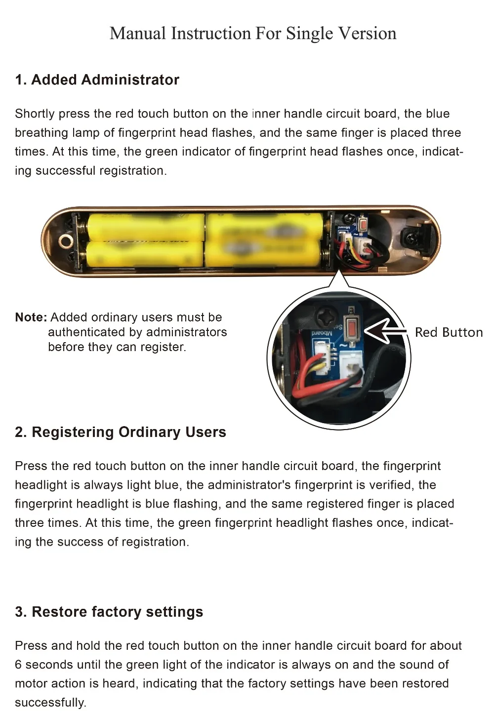 Fingerprint Lock Electric Door Lock with emergency mechanical key for indoor home wooden door