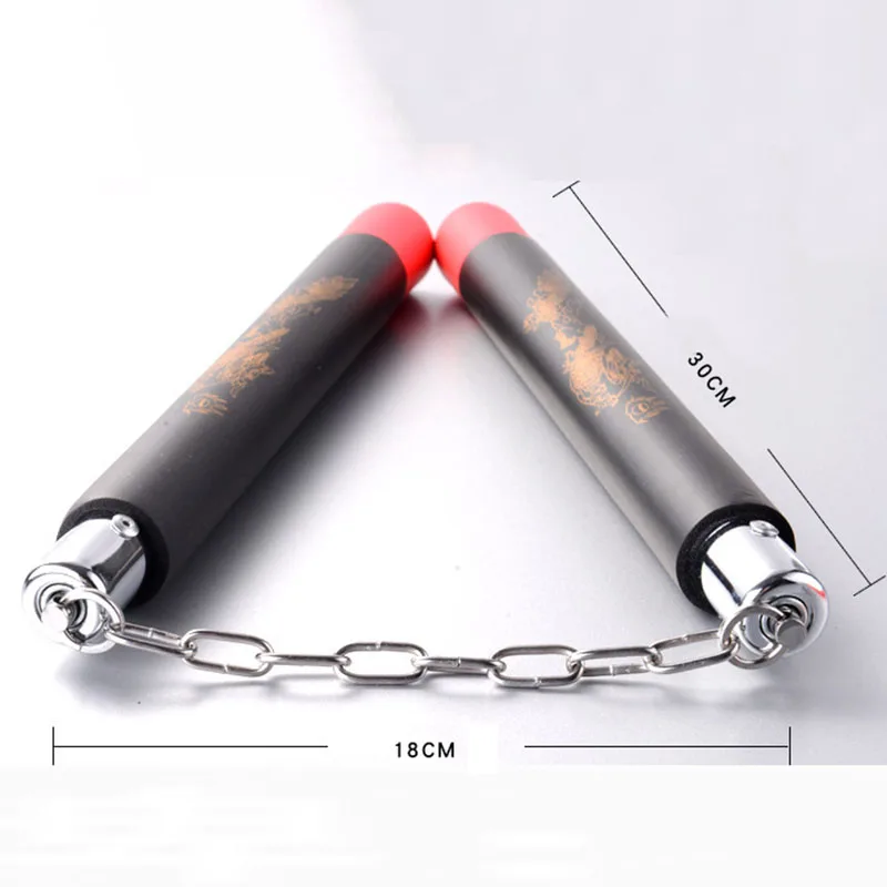 Губка Nunchakus Dragon утолщенная губка Nunchaku Брюс Ли кунг фу черная и красная палка для