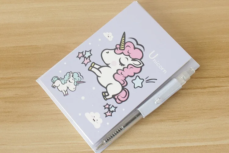 Милый мультяшный единорог с ручкой блокнот для заметок Kawaii Липкие заметки для детей подарок блокнот школьный блокнот офисные канцелярские закладки
