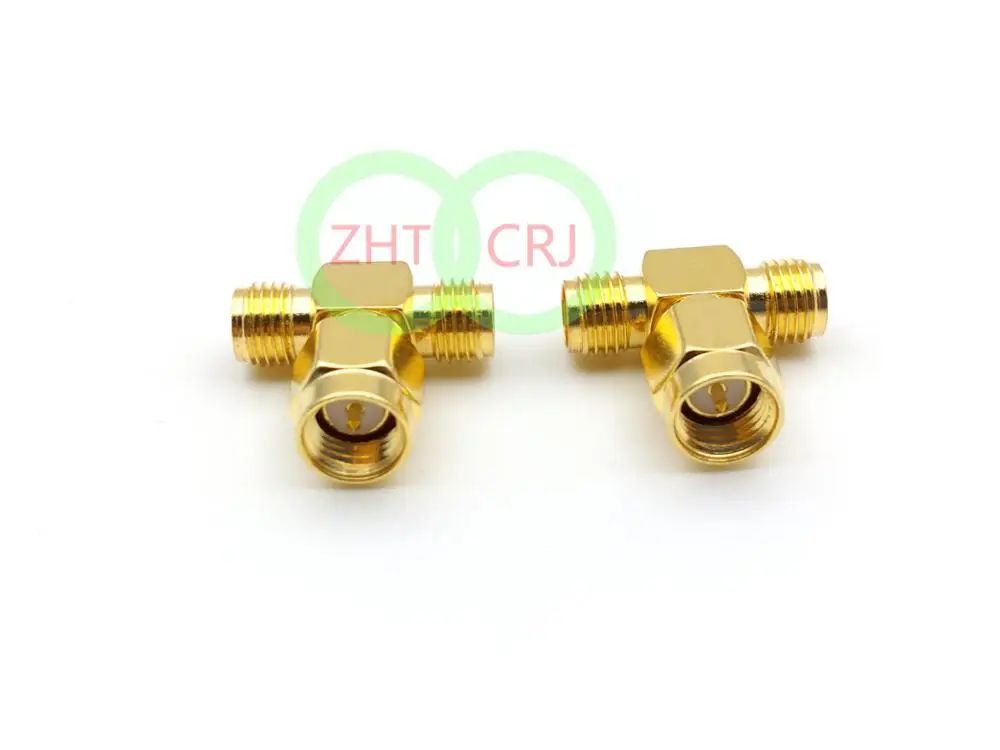 Золотая штепсельная Вилка SMA к 2 двойным разъему адаптера female triple T|plug gold|plug maleplug t |