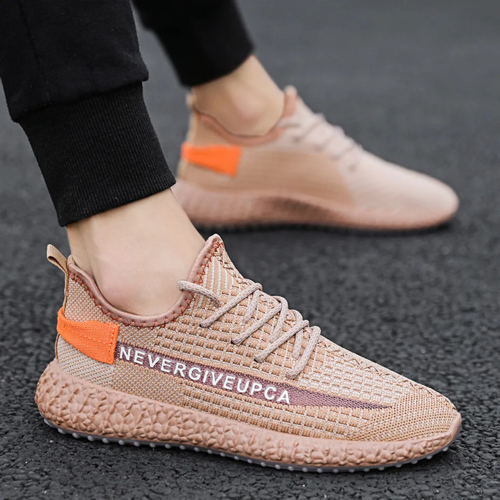 Man shoes sneakers orange Fly Knit Breathable Sneakers Fashion Fluorescence Casual Shoes sport men #G3 | Обувь