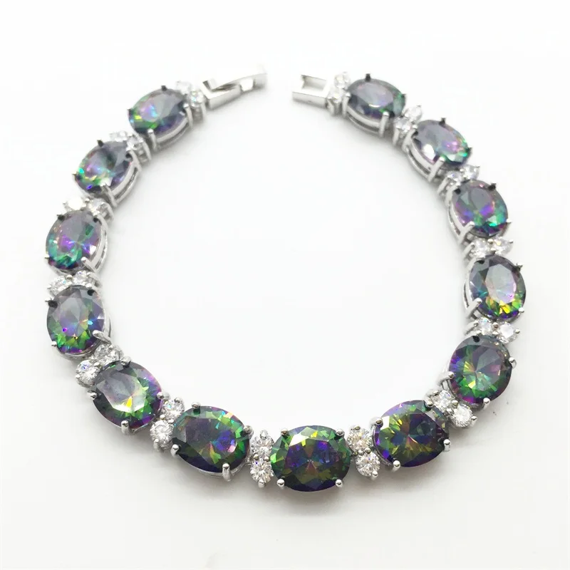Brilliant Fine jewelry Wholesale &amp Retail ! Round Rainbow Mystic Silver Filled fashion bracelets bangles | Украшения и