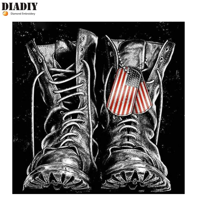 DIADIY 5D DIY алмазная живопись Военная обувь мозаичный узор вышивка крестиком