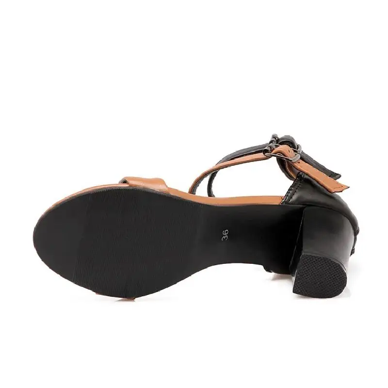 

2018 Summer New Women's Shoes with A Word Sexy High Heel Color Thick Heel Toed Sandals Rome Shoes Big Size 33-42 Party Shoes