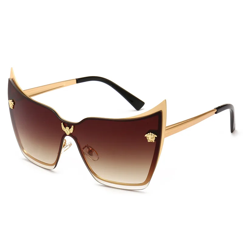 C2Golden Brown Sella, модные женские и мужские негабаритные солнцезащитные очки Cateye, фирменный дизайн, сплав, оправа, градиентные линзы, летние крутые солнцезащитные очки - Цвет линз: C2Golden Brown