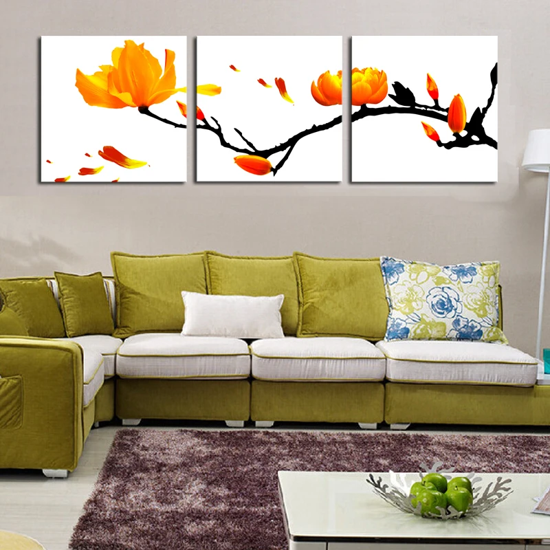 Картина без рамы 3 панели современная масляная настенная с цветами для украшения
