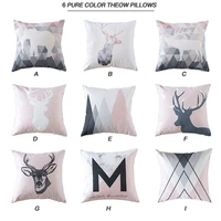 nordic style cushion decorative pillows cover elephant gray throw pillows case pink deer geometric