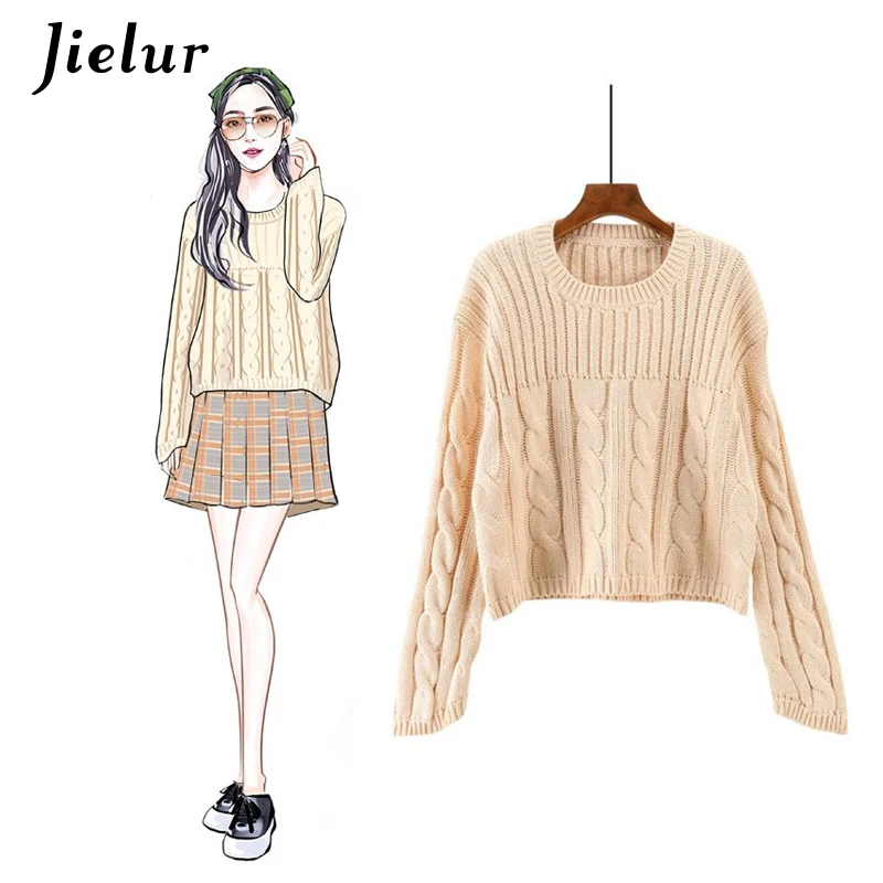 Jielur 4 одноцветное цвет Harajuku Sweters для женщин Invierno Новинка 2019 года с длинным рукавом