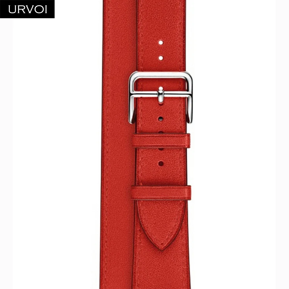 Red URVOI двойной тур группа для Apple Watch series 5 4 3 2 1 ремешок для iwatch сверхдлинный ремень высокого качества из натуральной кожи петлевой - Цвет ремешка: Red