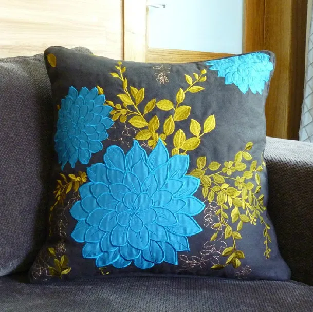 Замша ткань Хризантема вышивка наволочка замша Подушка Наволочка для офиса дома