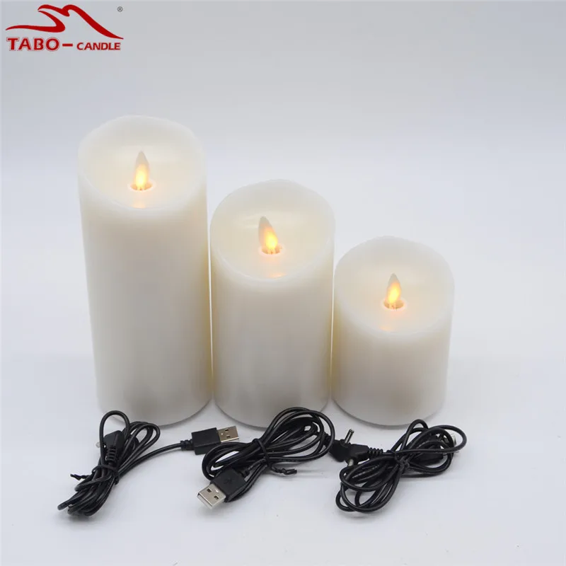 USB Rechargeable Moving Wick Wax Candle Lamp Flameless Tealight with Remote Control for Home Party Decoration 4inch | Дом и сад