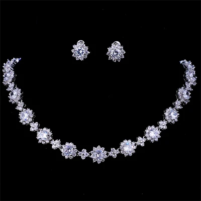 GMGYQ Zircons 2 Stks CZ Groene Kristal повязки Ketting En Oorbellen наборы люкс Vrouwen Bruiloft аксессуары комплект ювелирных украшений - Окраска металла: white-white gold