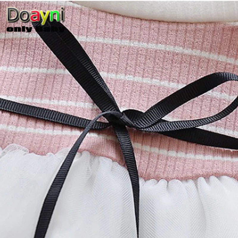 Doayni милые детские платье принцессы для девочек Off-shoulden Розовый Полосатый 0 до 3 лет