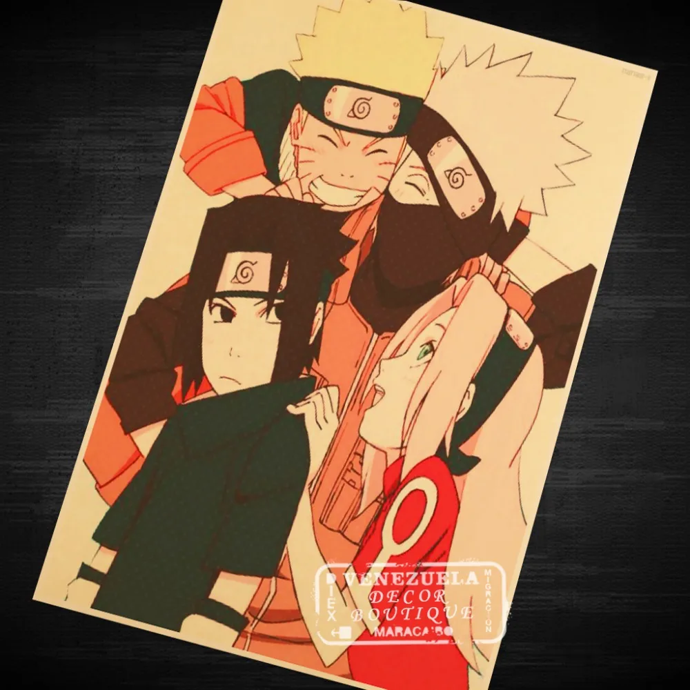 Четыре imp Ninja World Masashi Kishimoto Naruto серия ретро винтажный плакат Картина на холсте
