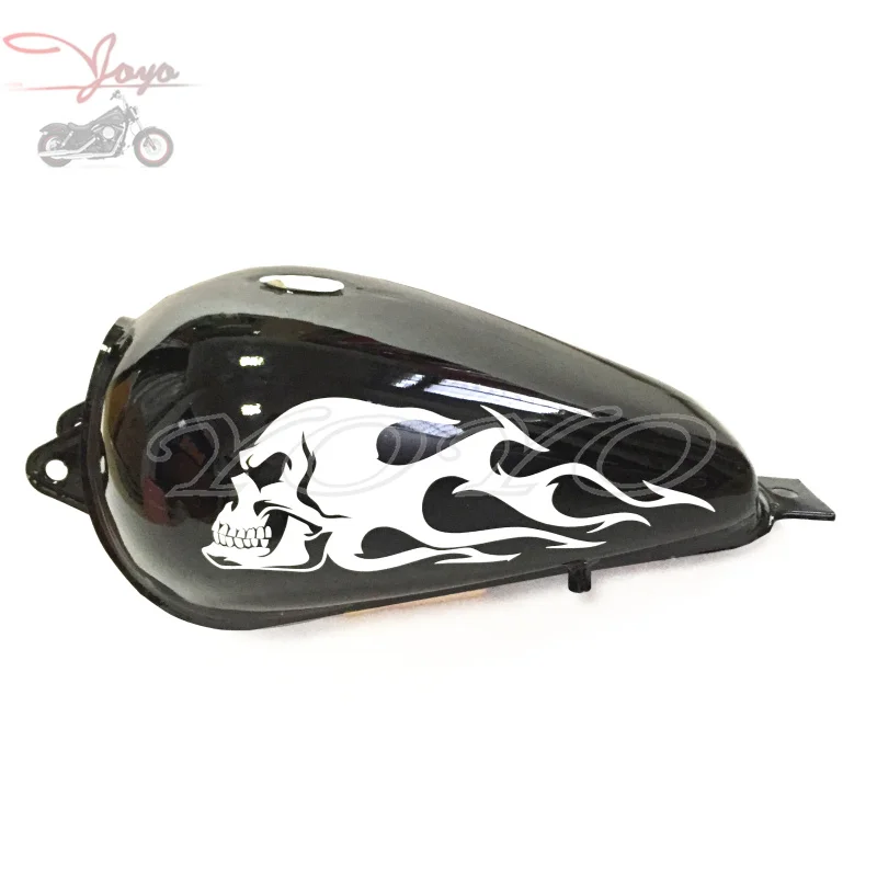 Виниловые наклейки с черепом и пламенем для Honda Yamaha Kawasaki Suzuki Cruiser Street Racing