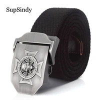 supsindy mens canvas belt skull cross metal buckle military belt army tactical belts for men top quality male strap army green