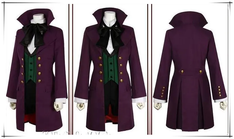 

Black Butler Alois Trancy cosplay costume purple coat+shirt+vest+bowknot+pants full suit formal party cloth halloween costume