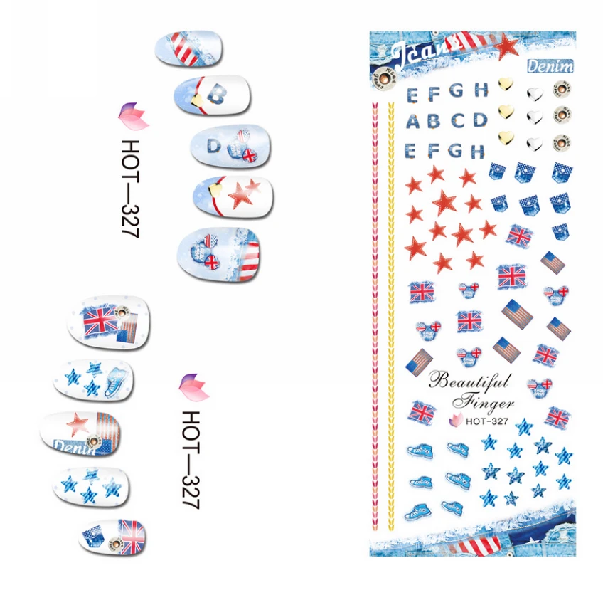 Uprettego дизайн ногтей Красота водная наклейка слайдер для красный лист клен зонтик