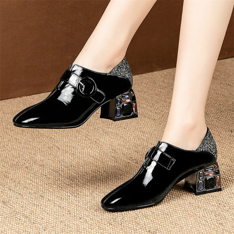 

FEDONAS Genuine Leather Women High Heels Pumps Spring Autumn Slip-on Shoes Woman New Fashion Round Toe Party Office Ladies Shoes