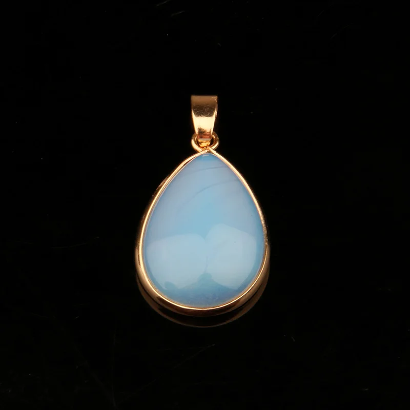 Egg opal Натуральный камень подвеска в виде капли воды Форма Подвески Агаты/росекварц/тигровый глаз Подвески Для Изготовление Ювелирных ожерелий 3,5*2,4*0,7 см - Окраска металла: Egg opal
